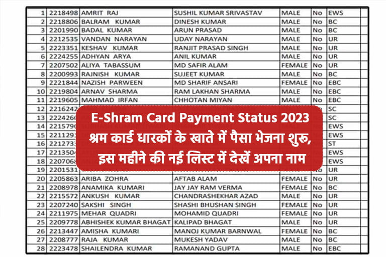 E-Shram Card Payment Status 2023